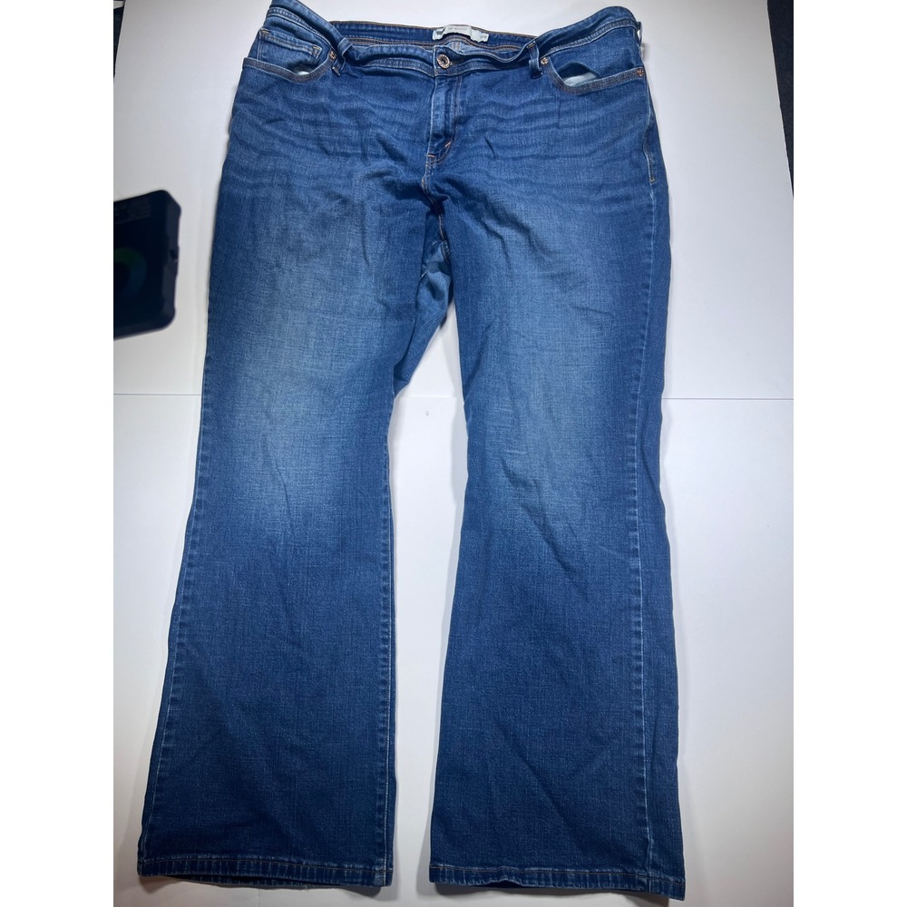 Levis 580 Bootcut Jeans Womens 22W Blue Medium Wash Flap Pocket Stretch Denim